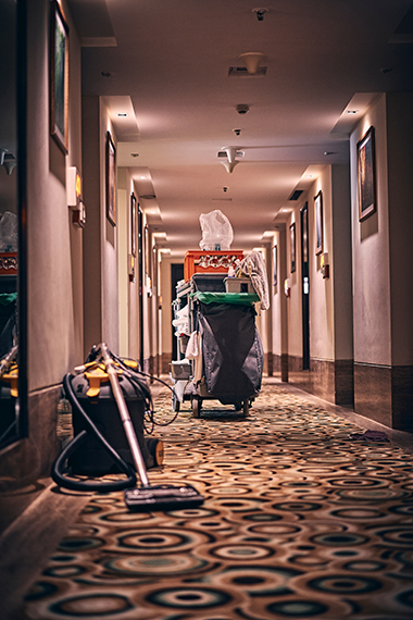 Housekeeping staff cleaning towels at Days Inn in Port Charlotte